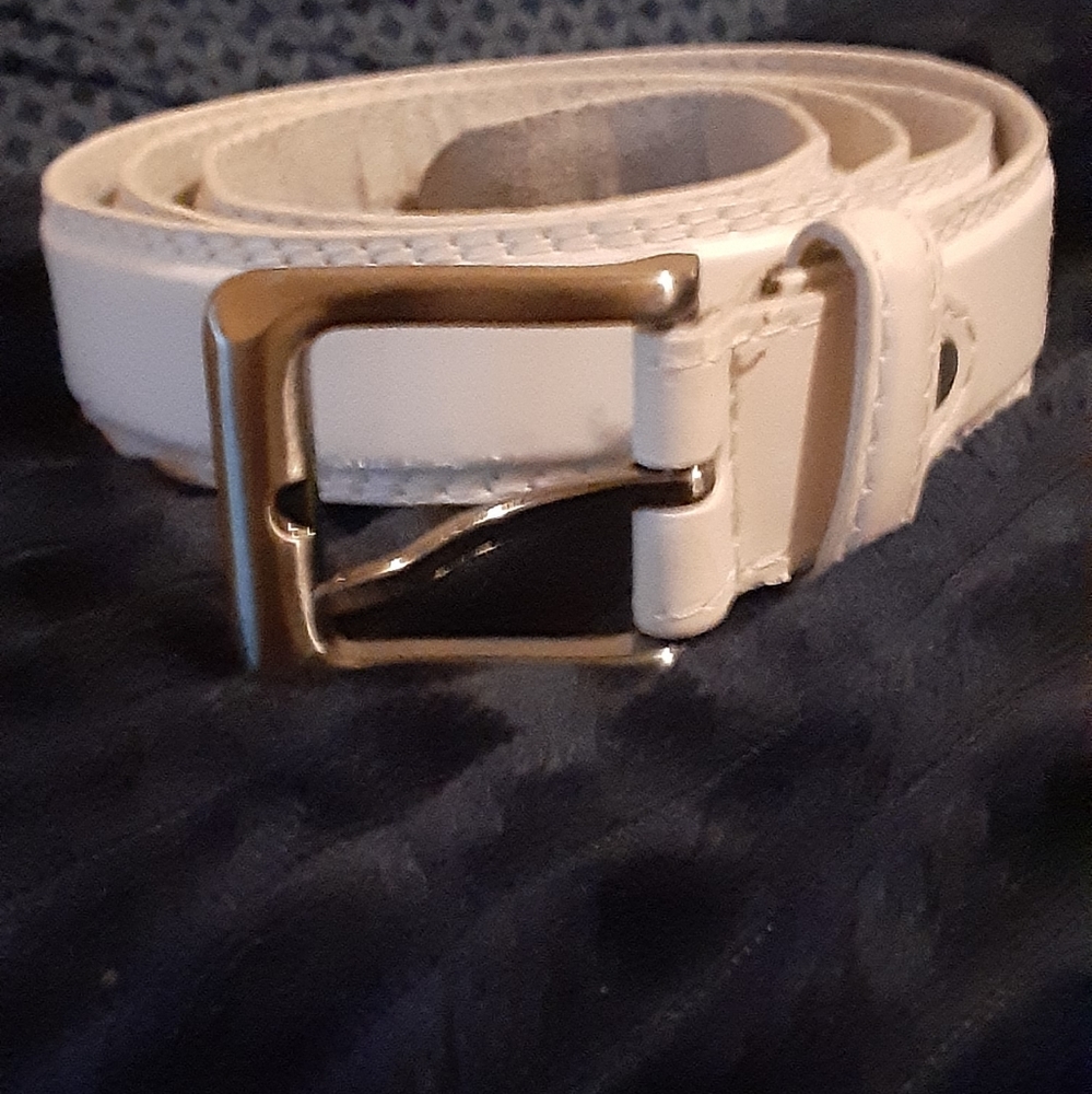 WHITE GENUINE LEATHER BELT SIZE XL